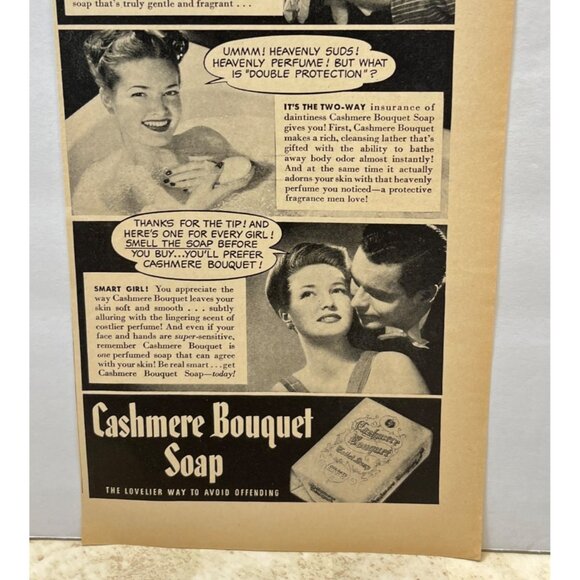 Cashmere Bouquet Soap Vintage Print Ad 1940s Retro Bath Beauty Wall Decor - Picture 5 of 6